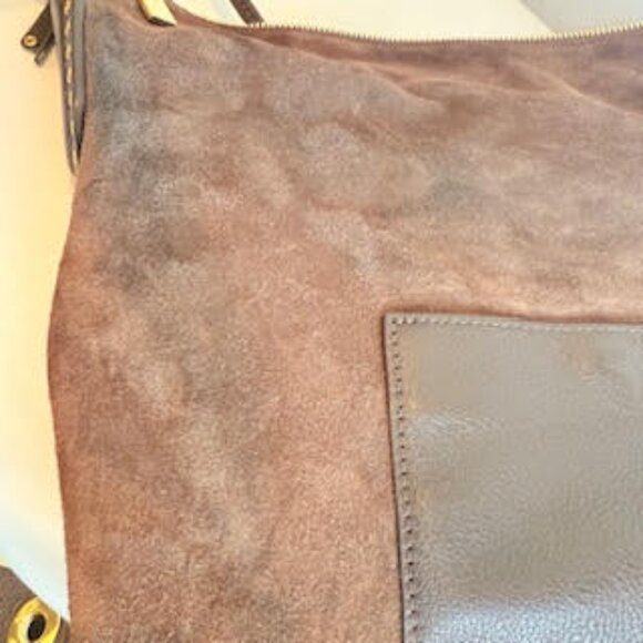 Michael Kors AUTHENTICATED Brown Suede Leather Hobo Bag Gold Chain Tassel Boho - Picture 15 of 15